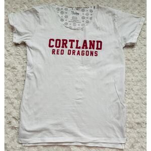 Pressbox Women White Cortland Red Dragons VTG Boyfriend Oversized Slub T-Shirt S
